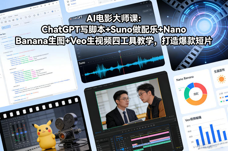 AI电影大师课:ChatGPT写脚本+Suno做配乐+Nano Banana生图+Veo生视频,打造爆款短片-徐小晨博客