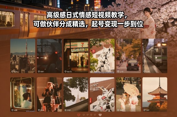 日式情感短视频教学,风格高级变现快,起号与收益一步到位-徐小晨博客